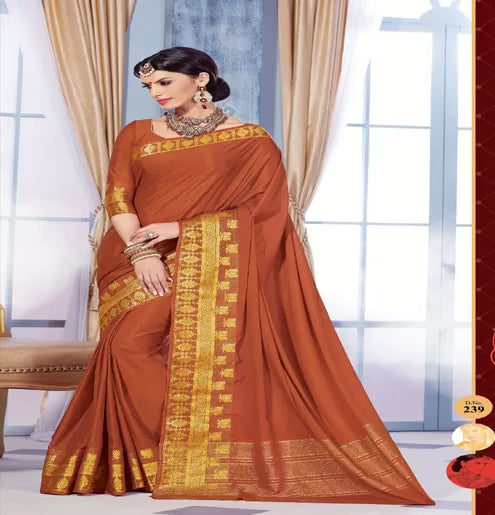 Sindoor Orange Color Crepe Silk Saree