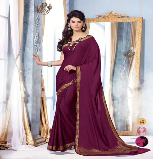 Sindoor Dark Maroon Color Crepe Silk Saree