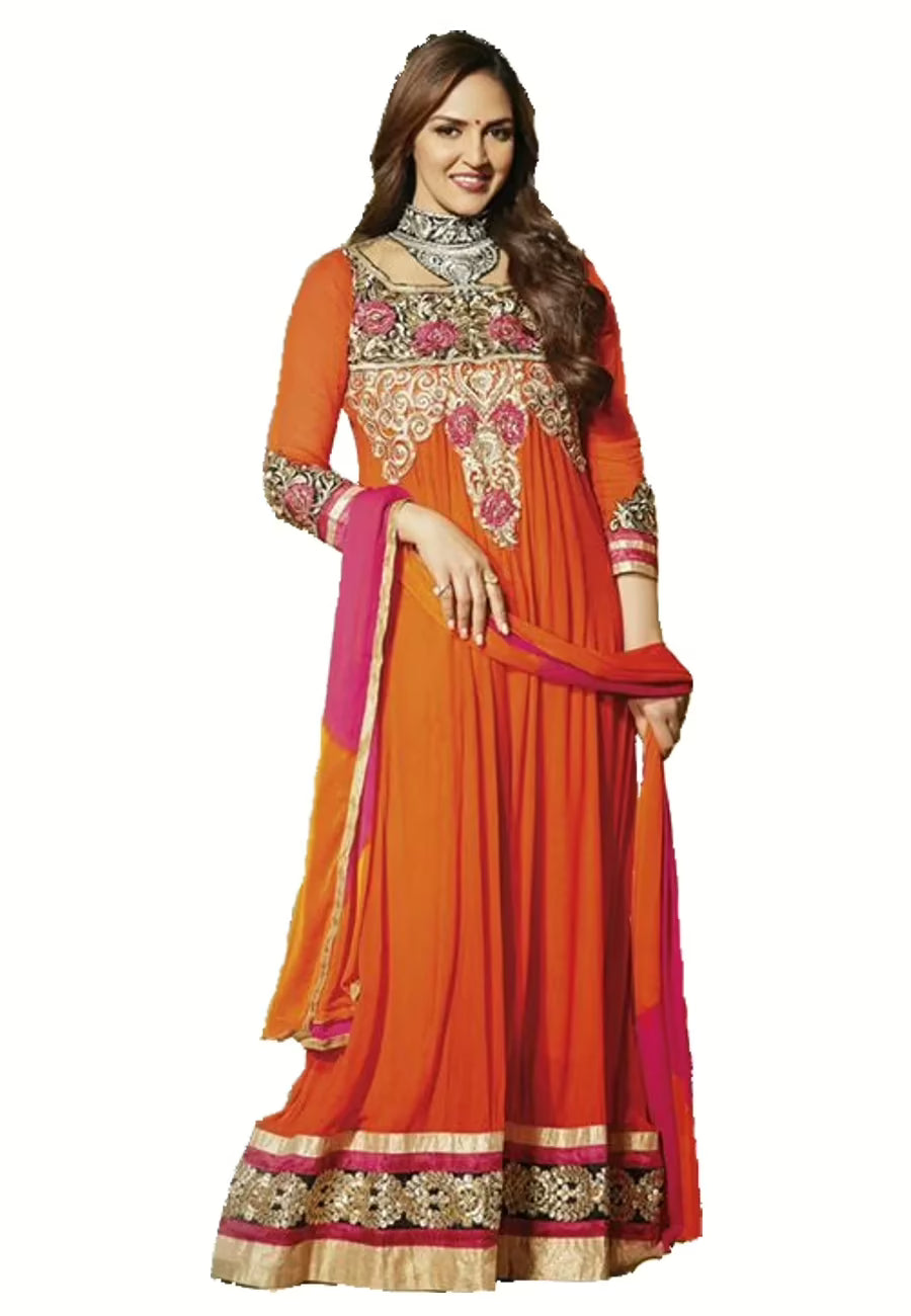 F3 Fashion Dark Orange With Pink Shaded Anarkali Suit