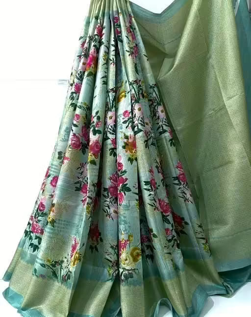 Trendy Floral Printed Khadi Silk Sarees