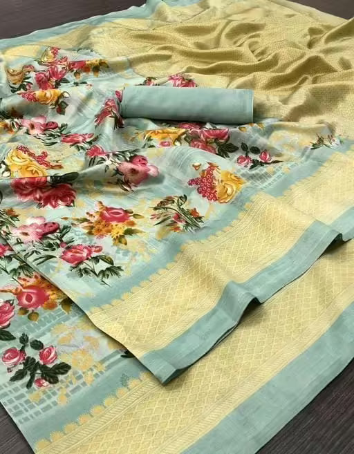 Classic Floral Printed Khadi Silk Sarees