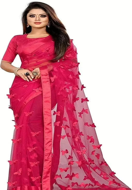 Adrika Banarasi Net Pink Sarees