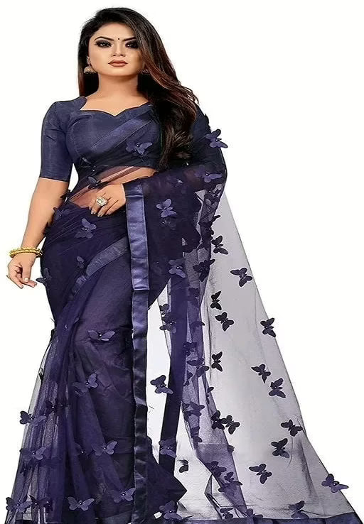 Adrika Banarasi Net Blue Sarees