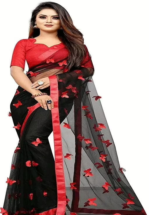 Adrika Banarasi Net Black Sarees