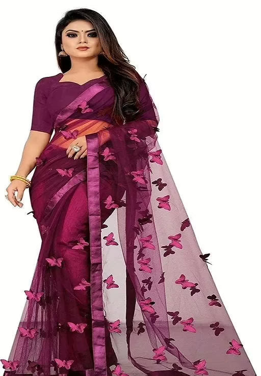 Adrika Banarasi Net Purple Sarees
