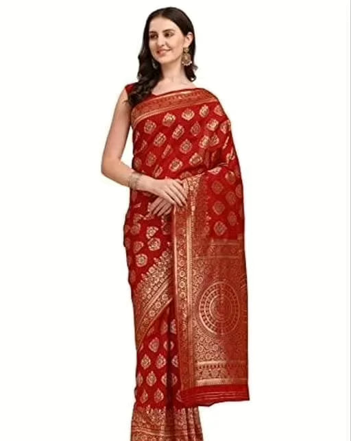 Banarasi Silk Maroon Jacquard Saree With Blouse