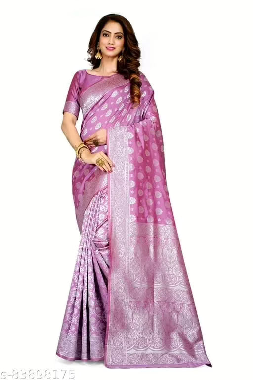 Classy Purple Banarasi Silk Jacquard Saree With Blouse