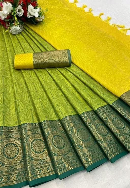 Adrika Attractive Green Banarasi Silk Sarees