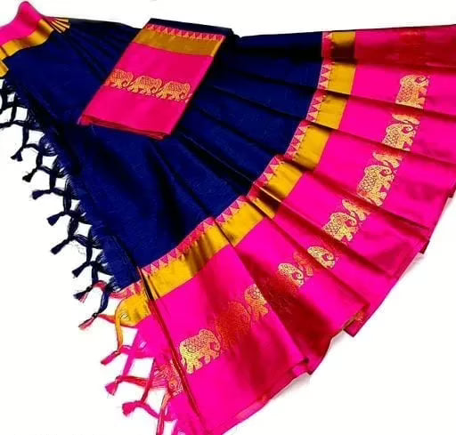 Jivika Petite Blue Cotton Silk Sarees