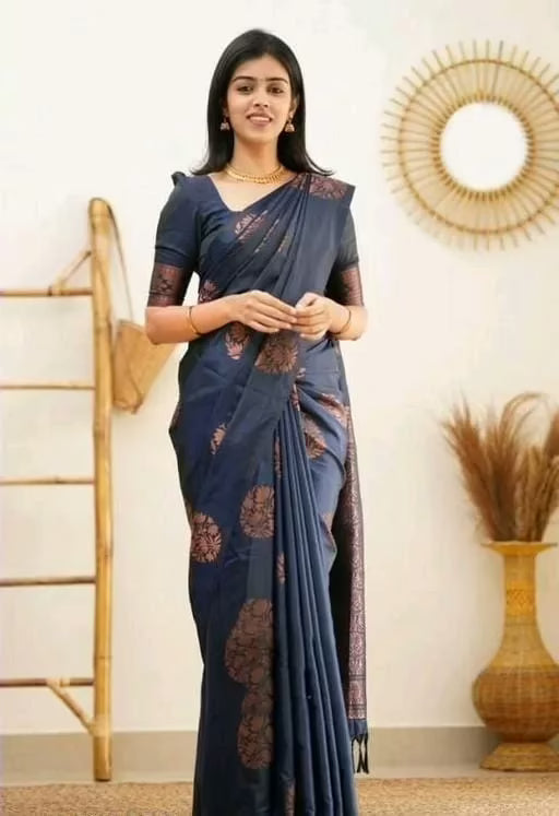 Charvi Drishya Navy Banarasi Silk Sarees