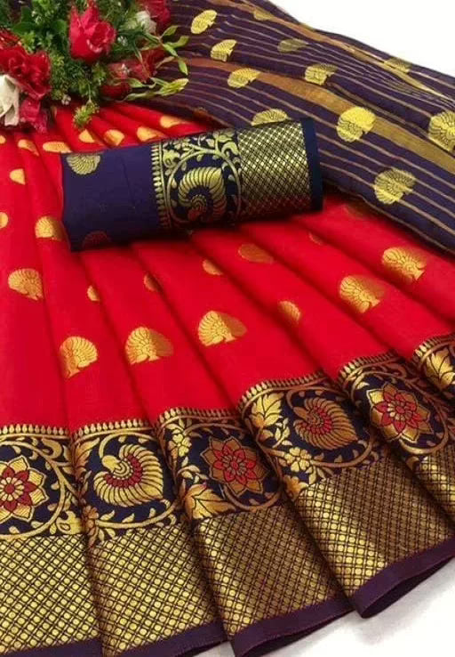 Aagyeyi Red Pretty Banarasi Silk Sarees