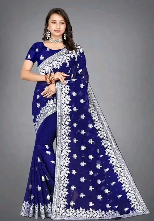 Alisha Attractive Georgette Blue Sarees
