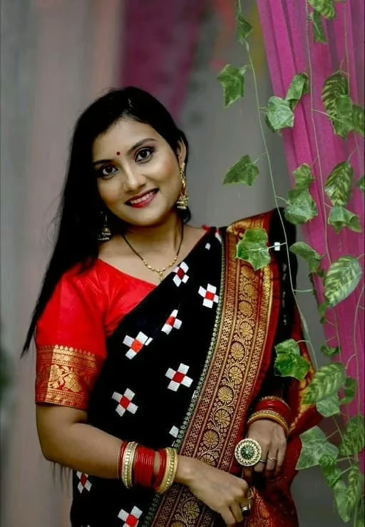 Aakarsha Black Refined Satin Silk Sarees