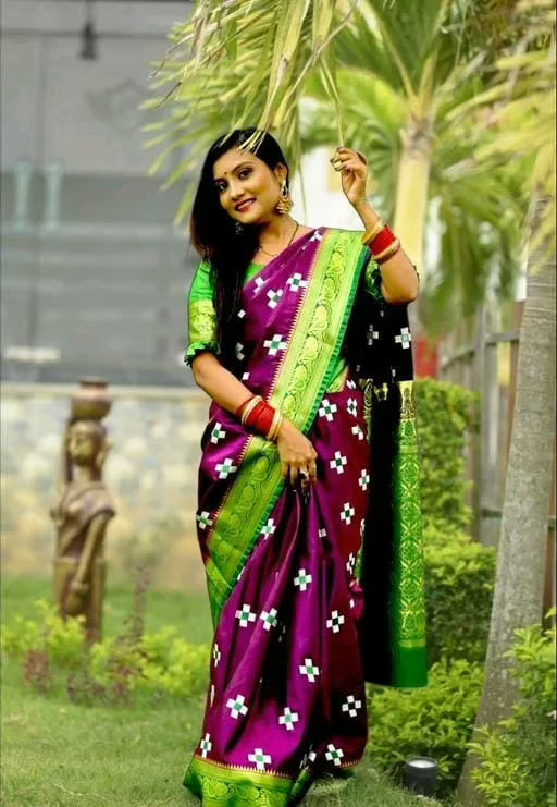 Aakarsha Purple Refined Satin Silk Sarees