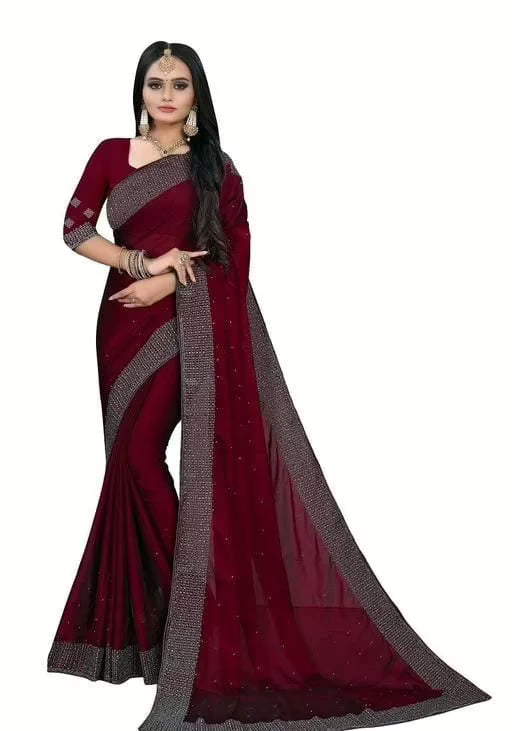 Abhisarika Art silk Georgette Maroon Sarees