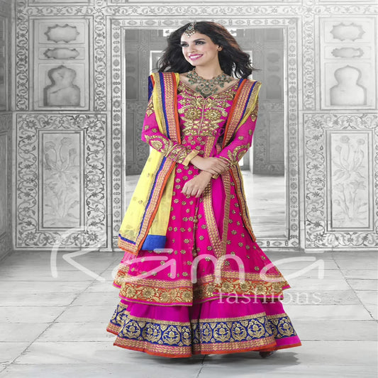 F3 Fashion Dark Pink With Brown Shaded Anarkali Suit
