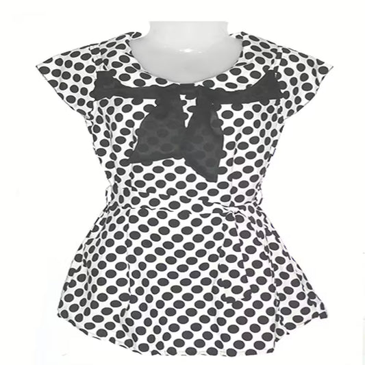 Stylish White & Black Polka Dotted Tie Top