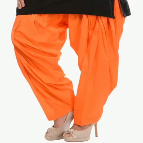 Plain Orange Cotton Patiala Salwar
