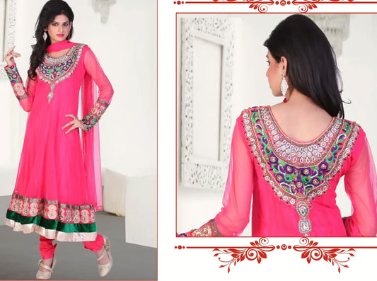 Pazaar Kaanchi French Rose Pink Embroidered Anarkali Salwar Kameez