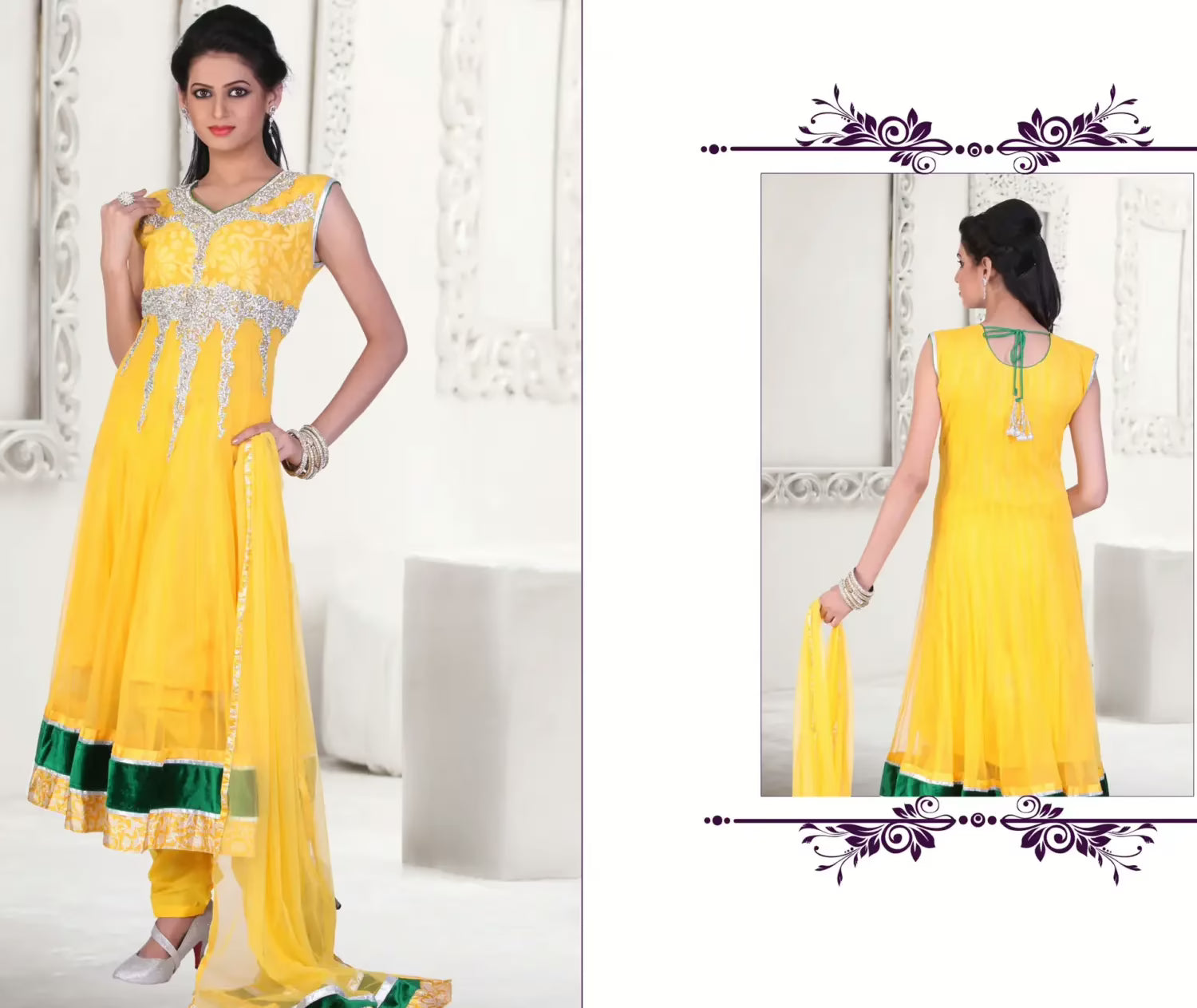 Pazaar Kaanchi Golden Yellow Embroidered Anarkali Salwar Kameez