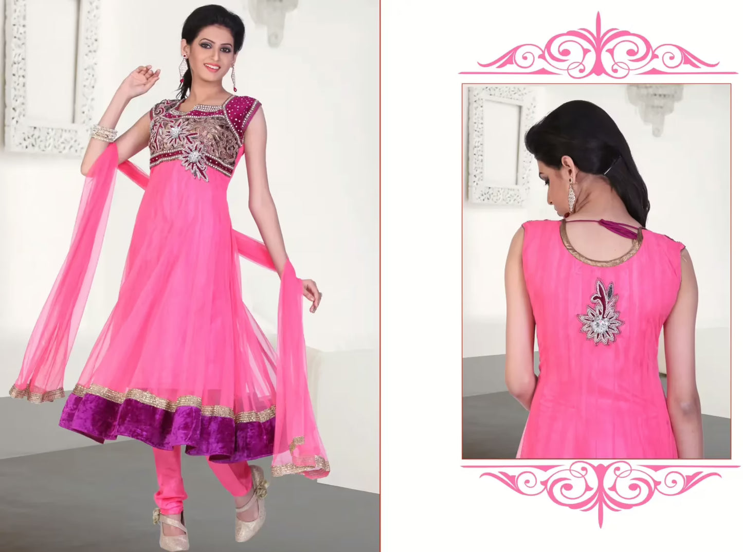 Pazaar Kaanchi Hot Pink Embroidered Anarkali Salwar Kameez
