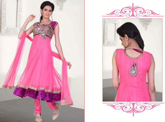 Pazaar Kaanchi Hot Pink Embroidered Anarkali Salwar Kameez