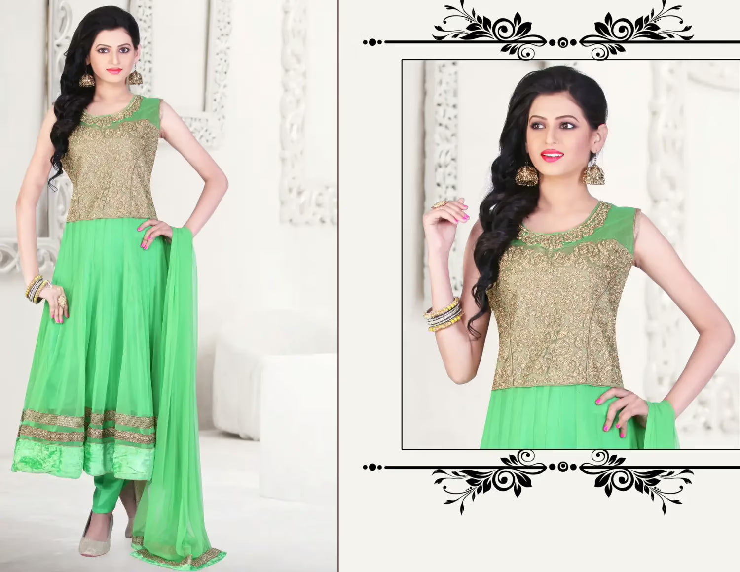 Pazaar Kaanchi Light Green Embroidered Anarkali Salwar Kameez