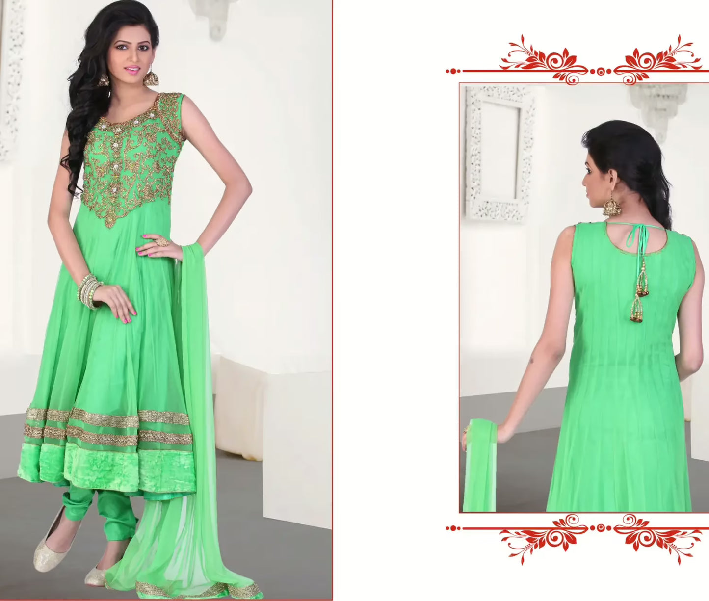 Pazaar Kaanchi Light Green Embroidered Anarkali Salwar Kameez