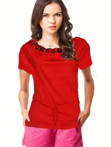 Violet Spectacular Red Boat Neck Top