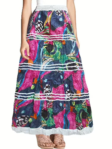 Voguish Multicolored Printed Ankle Length Skirt