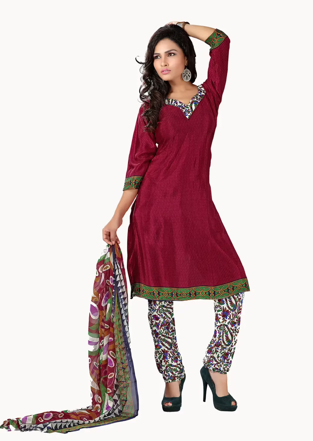 Trendz Apparels Suhani Maroon Printed Unstitched Suit