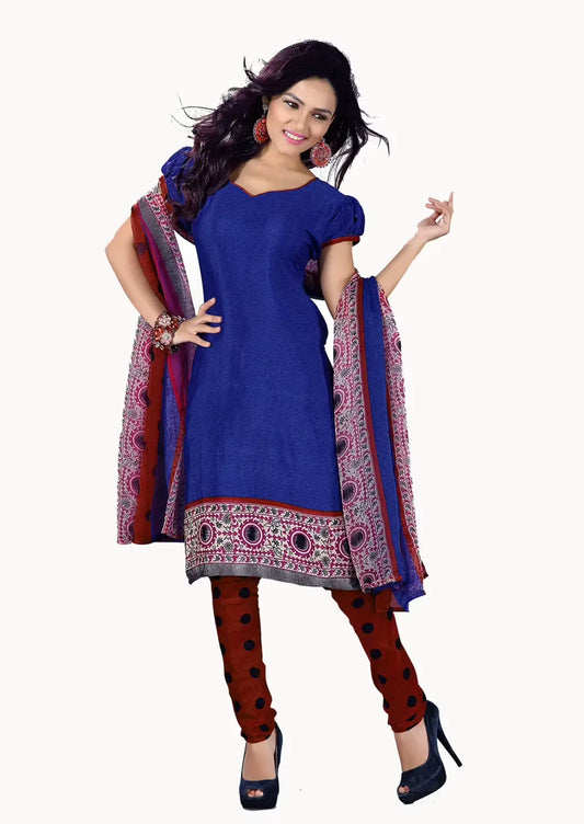 Trendz Apparels Suhani Blue & Maroon Printed Unstitched Suit