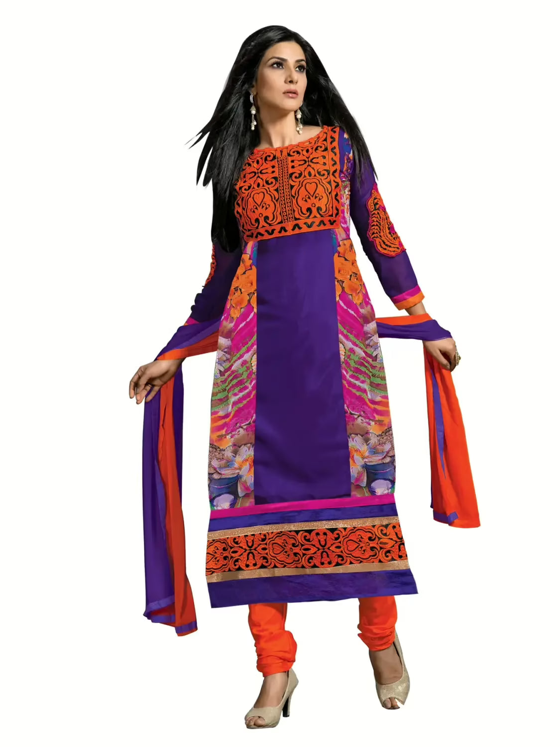Trendz apparels Rosy Purple Printed Unstitched suit
