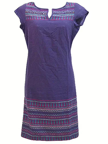 W-Purple Designer Embroidery Cotton Kurti