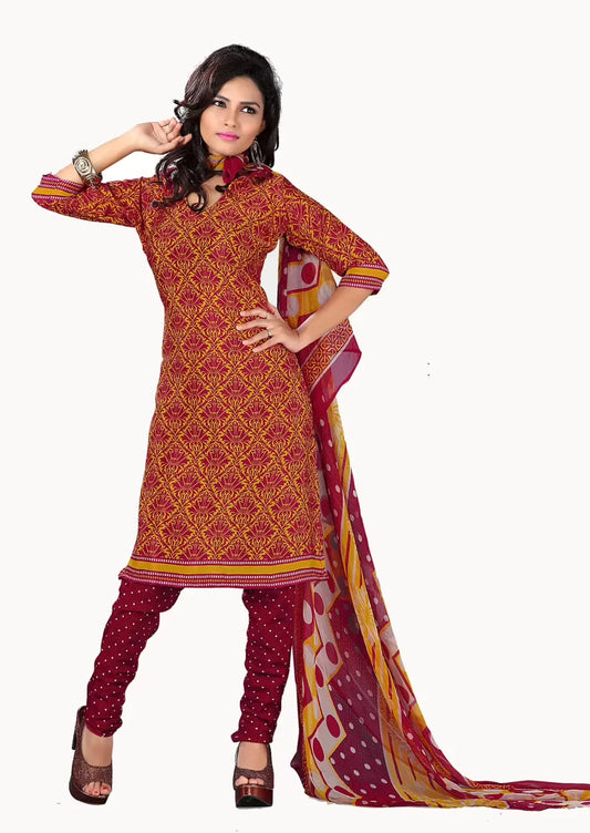 Trendz Apparels Suhani Brown Printed Unstitched Suit