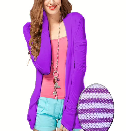 Purple  Back Power Net Full Sleeves Shrug