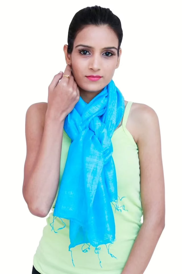 Blue Solid Self Viscose Stole