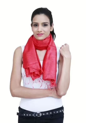 Red Solid Self  Viscose Stole