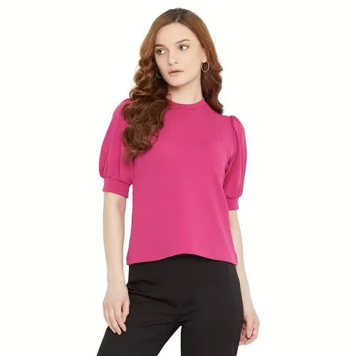 Seasons Women Pink Solid  High Neck Top
