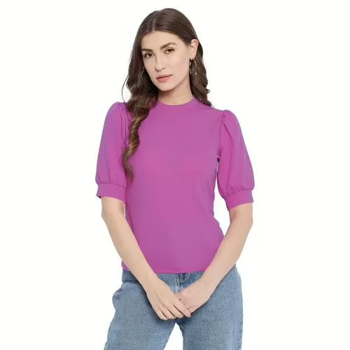 Seasons Women Purple Solid  High Neck Top