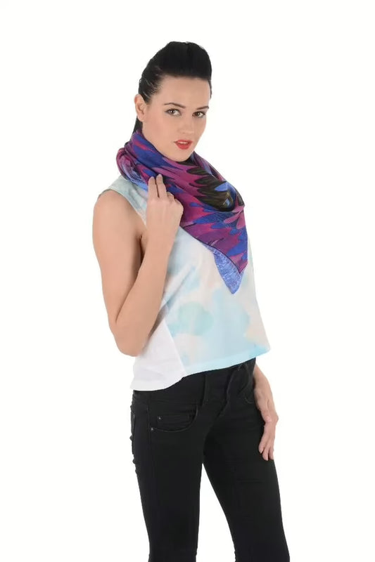 Uniscarf Purple & Blue Square cotton scarf for women