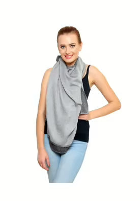 Uniscarf Silk Wool Reversible Grey Shawl