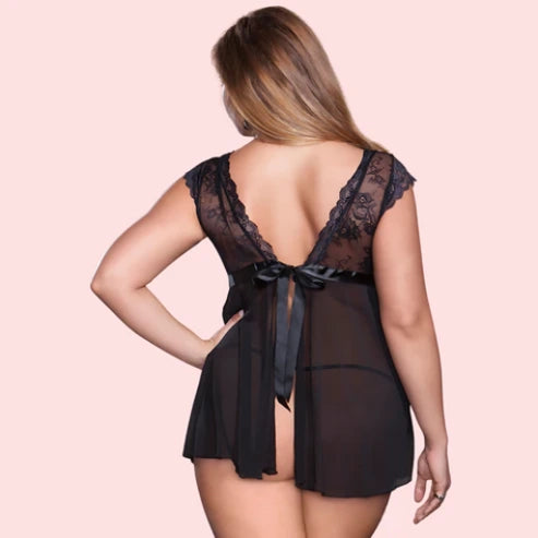 Plus Size Flirty seethrough babydoll nightwear