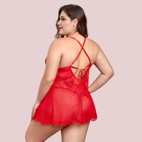 Seductress Lace Mesh Plus Size Babydoll