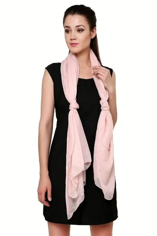 Beige Solid Cotton Stole for women